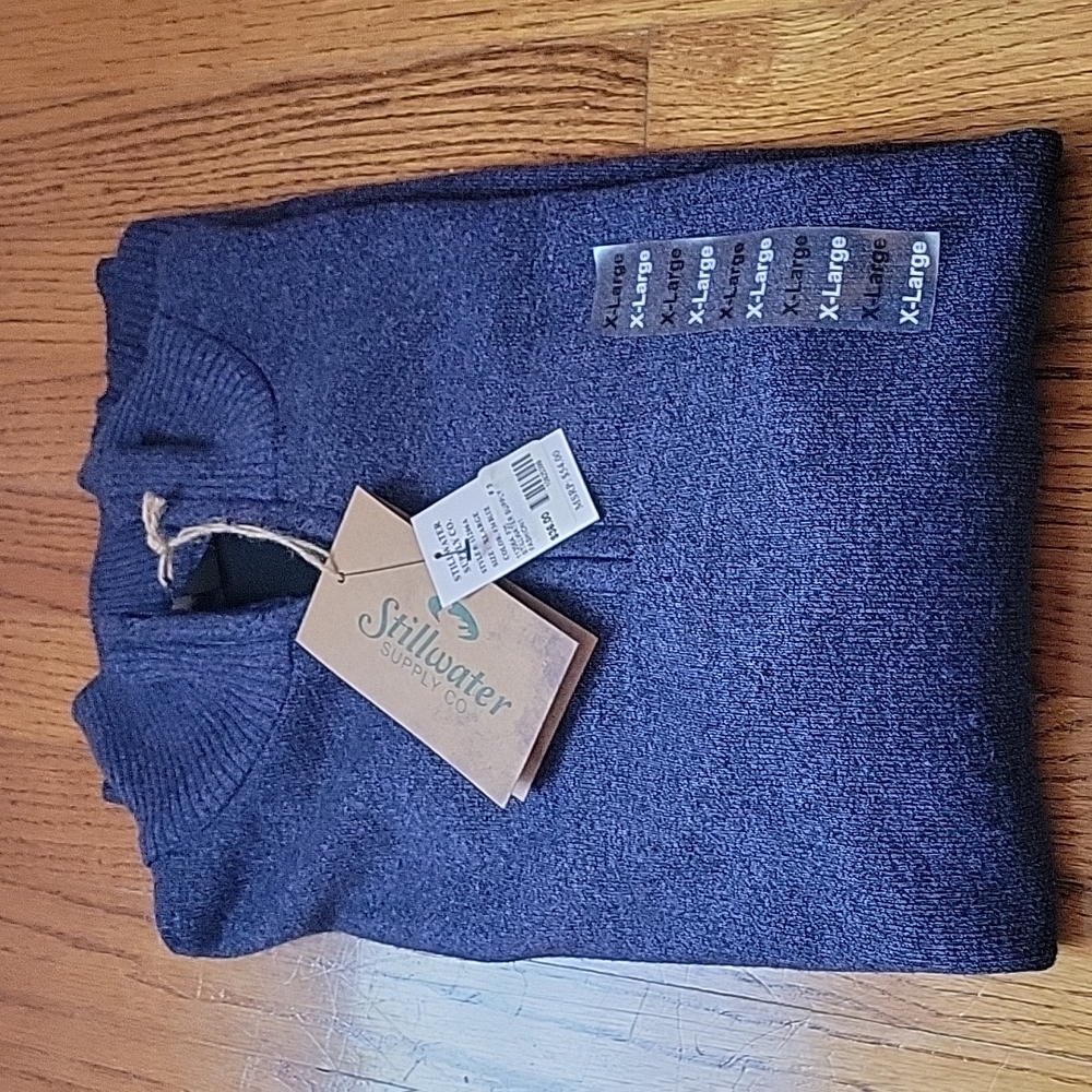 Stillwater Supply Co. Men's 1/4 Zip Sweater. Navy Heather. XL. New with Tags.